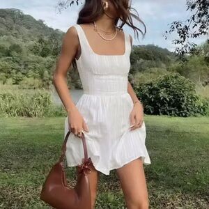 Commense square neckline mini white dress